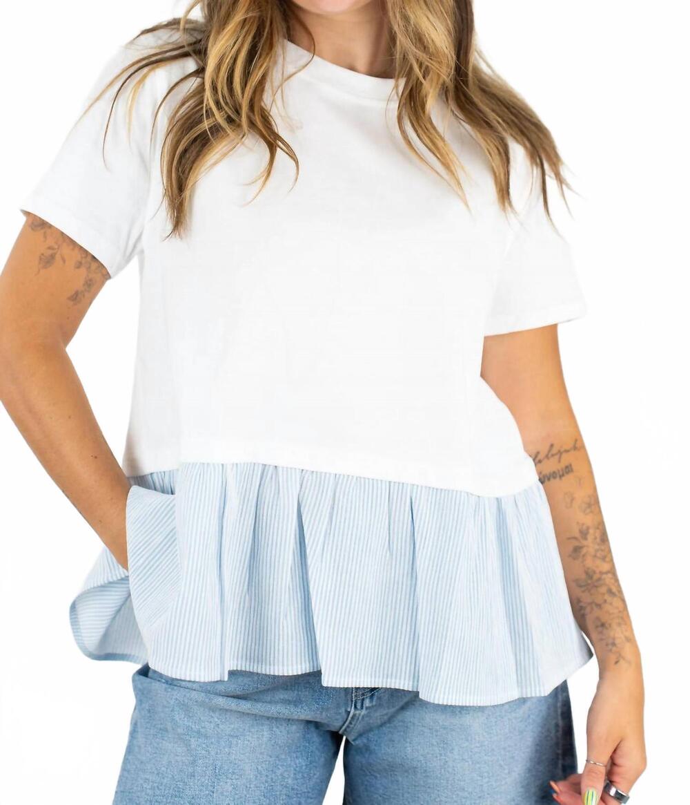 NEW SIX/FIFTY ravello mix media poplin top in white